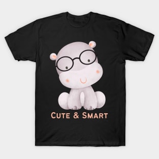 Cute and Smart Cookie Sweet little hippopotamus in glasses cute baby outfit T-Shirt